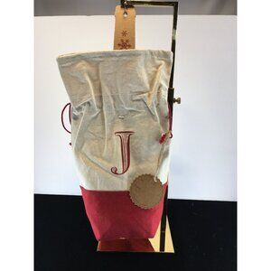 Personalized Christmas Initial J Gift Bag Drawstrings Lace Extra Large - NWT!